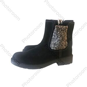 Clark Collection Opal Sky Women Black Ankle Boots with Knit Detail Size 7M